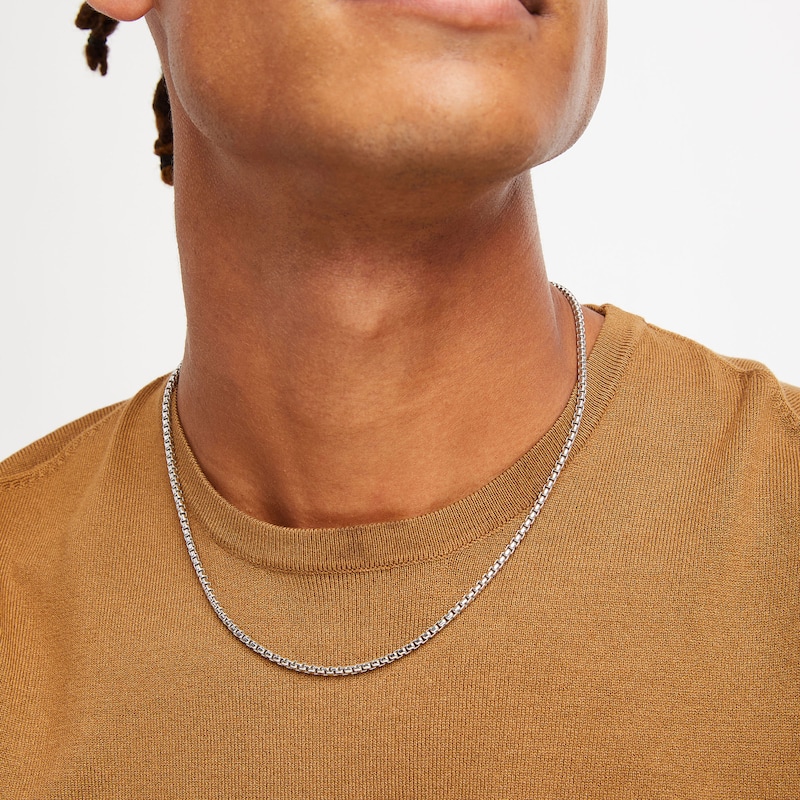 Main Image 2 of 3.0mm Box Chain Necklace in Solid Sterling Silver  - 24"