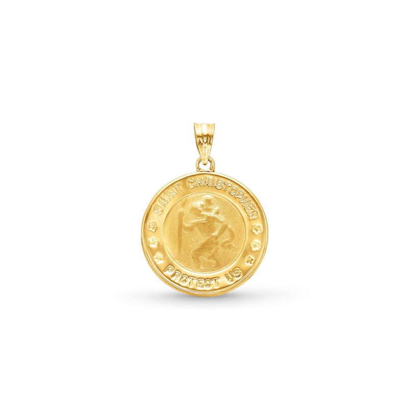 Main Image 1 of 25.6mm Saint Christopher Medallion Charm in Solid 14K Gold