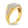 Thumbnail Image 3 of Men's 1 CT. T.W. Square Multi-Diamond Cushion Frame Ribbed Shank Ring in 10K Gold