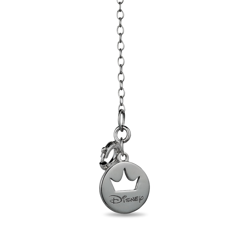 Main Image 2 of Enchanted Disney Villains Maleficent Rose Quartz and 1/5 CT. T.W. Diamond Mirror Pendant in Black Sterling Silver - 19"
