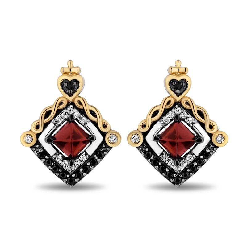 Main Image 2 of Enchanted Disney Villains Evil Queen Garnet and 1/4 CT. T.W. Diamond Stud Earrings in Sterling Silver and 10K Gold