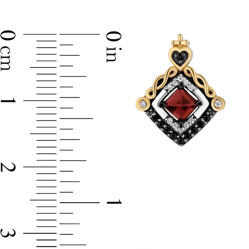 Main Image 3 of Enchanted Disney Villains Evil Queen Garnet and 1/4 CT. T.W. Diamond Stud Earrings in Sterling Silver and 10K Gold