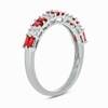 Thumbnail Image 2 of Alternating Lab-Created Ruby and 1/5 CT. T.W. Quad Diamond Band in 10K White Gold