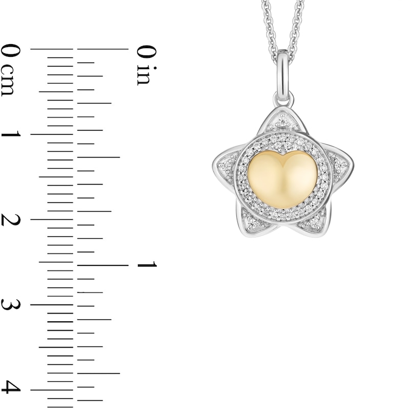 Main Image 3 of Enchanted Disney Wish 1/8 CT. T.W. Diamond Puffed Star Pendant in Sterling Silver and 10K Gold - 19"