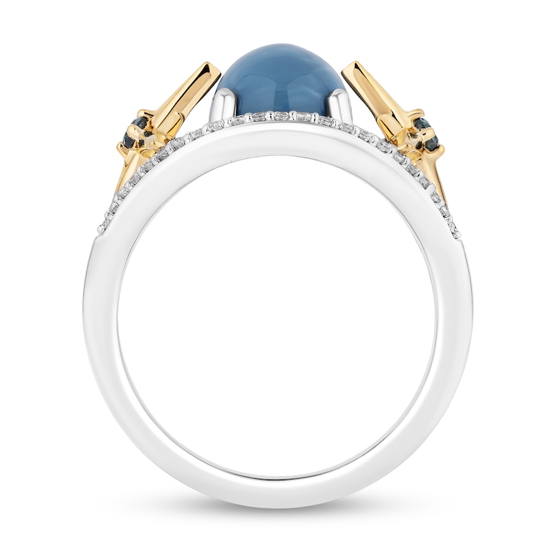 Main Image 3 of Enchanted Disney Wish Oval Blue Opal and 1/5 CT. T.W. Diamond Stars Ring in Sterling Silver and 10K Gold