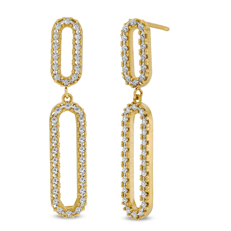 Main Image 1 of Diamond-Cut Paper Clip Double Drop Earrings in 14K Two-Tone Gold