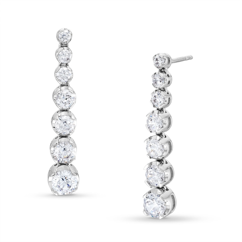 Main Image 1 of 1-1/2 CT. T.W. Journey Lab-Grown Diamond Drop Earrings in 14K White Gold (F/SI2)