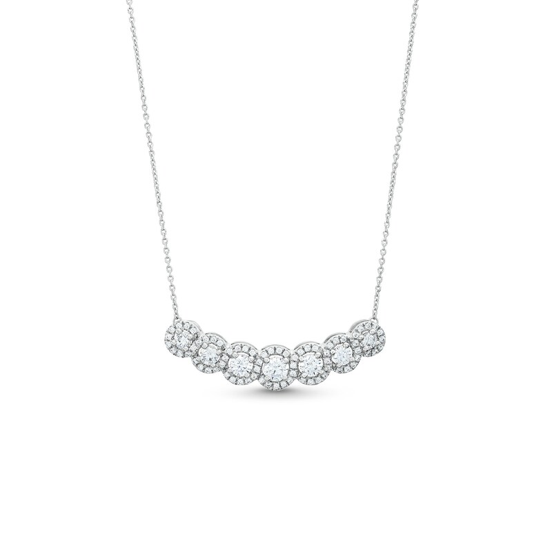 Main Image 1 of 1 CT. T.W. Journey Certified Lab-Grown Diamond Curved Bar Necklace in 14K White Gold (F/SI2)