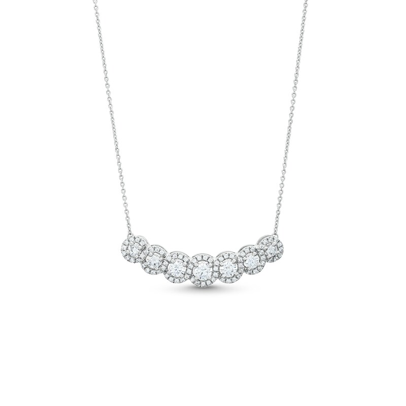 1 CT. T.W. Journey Certified Lab-Created Diamond Curved Bar Necklace in 14K White Gold (F/SI2)