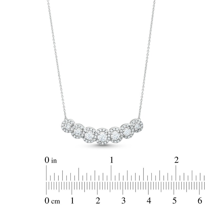 Main Image 4 of 1 CT. T.W. Journey Certified Lab-Grown Diamond Curved Bar Necklace in 14K White Gold (F/SI2)