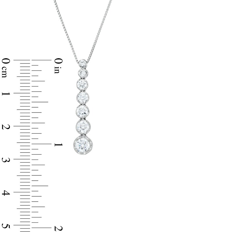 Main Image 3 of 3/4 CT. T.W. Journey Lab-Grown Diamond Drop Pendant in 14K White Gold (F/SI2)