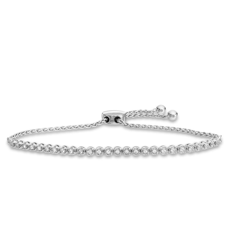 Main Image 1 of 1/4 CT. T.W. Diamond Miracle Bolo Bracelet in Sterling Silver - 9.75"