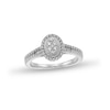 Thumbnail Image 1 of 1/4 CT. T.W. Oval Multi-Diamond Frame Split Shank Promise Ring in 10K White Gold
