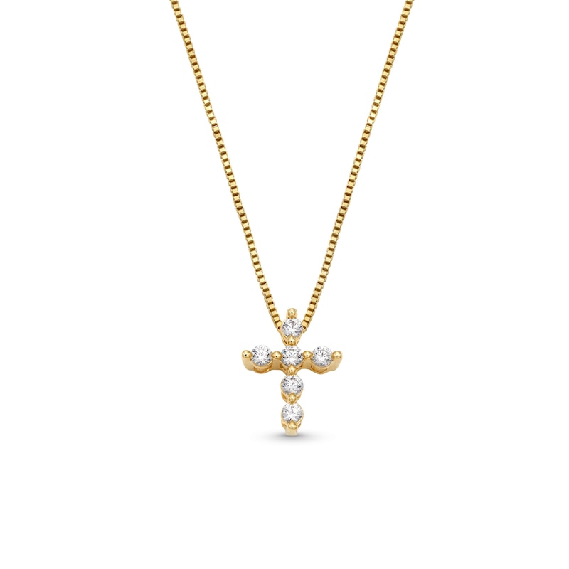 1/5 CT. T.W. Diamond Bubbles Cross Pendant in 10K Gold