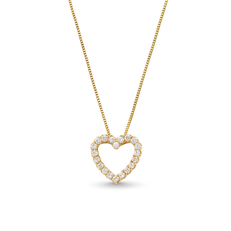 Main Image 1 of 1/5 CT. T.W. Diamond Heart Outline Pendant in 10K Gold