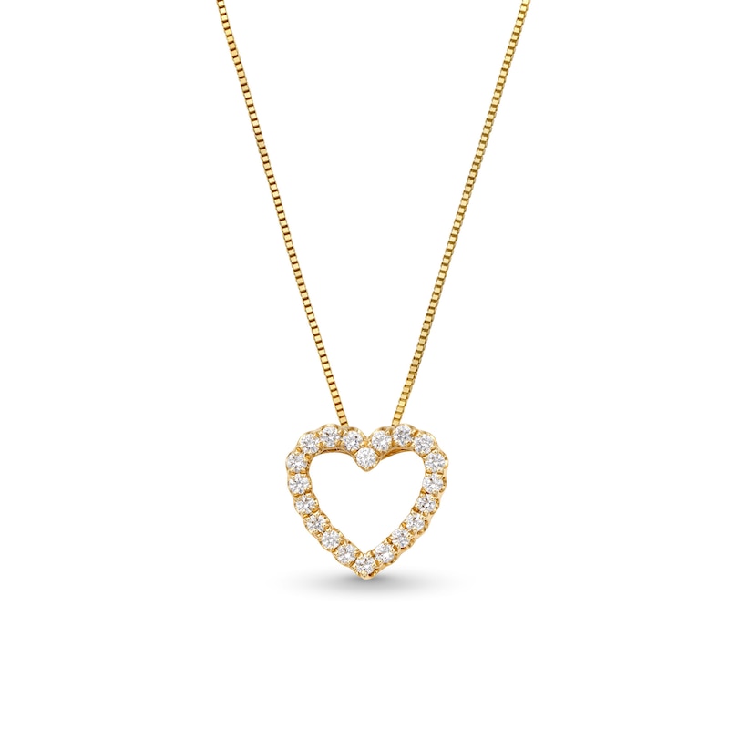 1/5 CT. T.W. Diamond Heart Outline Pendant in 10K Gold