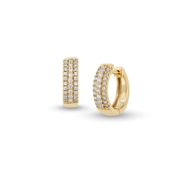 3/8 CT. T.W. Diamond Triple Row Hoop Earrings in 10K Gold