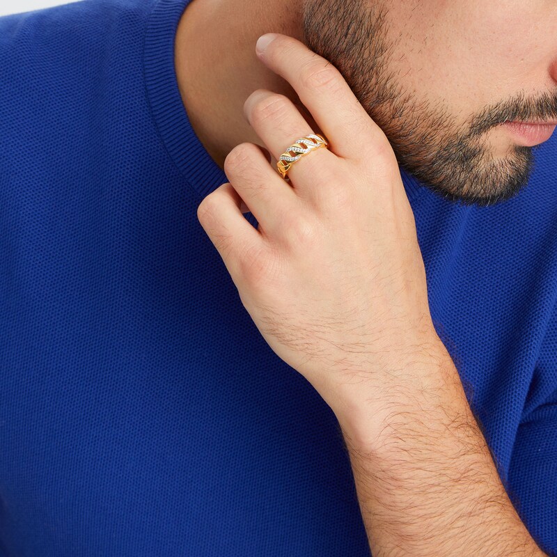 Men's 1/6 CT. T.W. Diamond Chain Link Ring in 10K Gold Zales Outlet