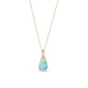 Thumbnail Image 1 of Pear-Shaped Opal and 1/20 CT. T.W. Diamond Ribbon Pendant in 10K Gold
