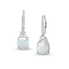 Thumbnail Image 1 of Cushion-Shaped Lab-Created Opal and White Lab-Created Sapphire Dangle Drop Earrings in Sterling Silver