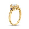 Thumbnail Image 3 of Pear-Shaped Lab-Created Opal and Lab-Created Sapphire Scallop Frame Ring in Sterling Silver with 14K Gold Plate - Size 7