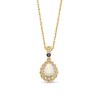 Thumbnail Image 1 of Pear-Shaped Lab-Created Opal and Lab-Created Sapphire Scallop Frame Pendant in Sterling Silver with 14K Gold Plate