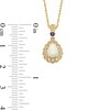 Thumbnail Image 3 of Pear-Shaped Lab-Created Opal and Lab-Created Sapphire Scallop Frame Pendant in Sterling Silver with 14K Gold Plate
