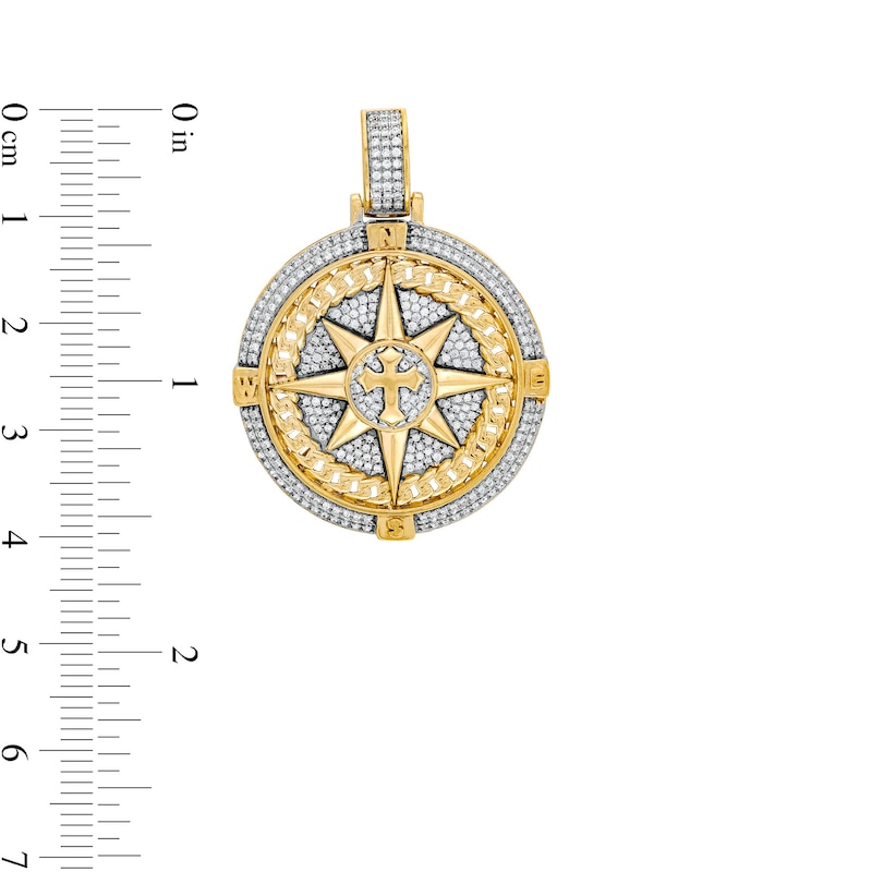 Main Image 2 of Men's 1/2 CT. T.W. Diamond North Star Compass Necklace Charm in 10K Gold