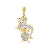 Men's 1/2 CT. T.W. Diamond Dragon, Shield And Swords Crest Necklace Charm In 10K Gold