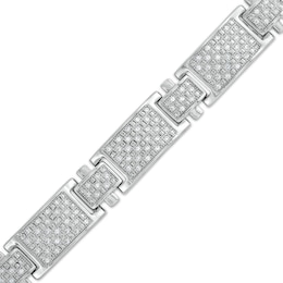 Men's 1 CT. T.W. Diamond Rectangle Link Bracelet in 10K White Gold - 8.5&quot;
