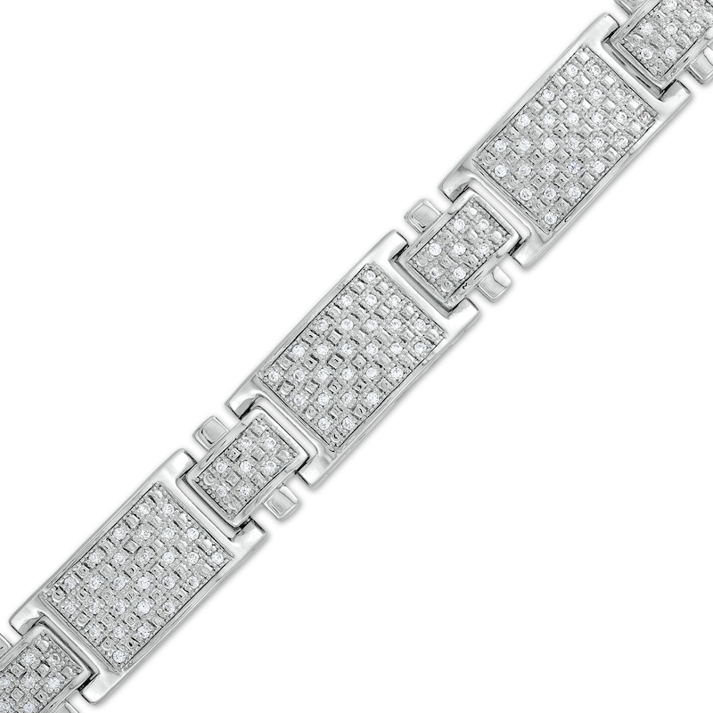 Main Image 1 of 1 CT. T.W. Diamond Rectangle Link Bracelet in 10K White Gold - 8.5"