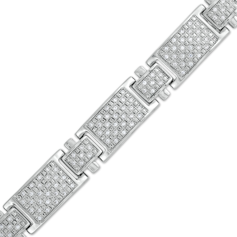 Men's 1 CT. T.W. Diamond Rectangle Link Bracelet in 10K White Gold - 8.5"