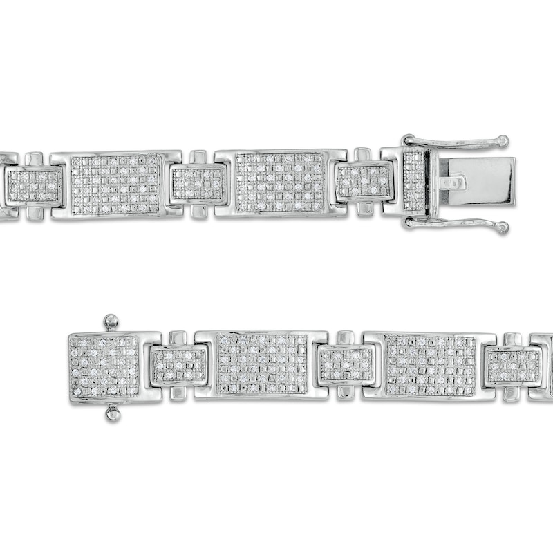 Main Image 3 of 1 CT. T.W. Diamond Rectangle Link Bracelet in 10K White Gold - 8.5"