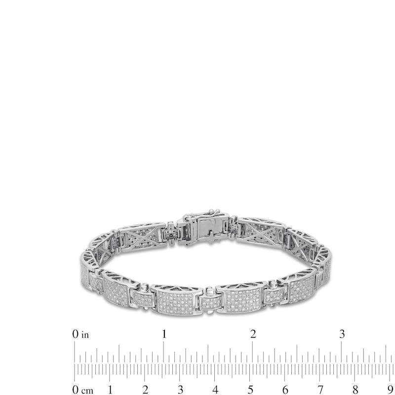 Main Image 4 of 1 CT. T.W. Diamond Rectangle Link Bracelet in 10K White Gold - 8.5"