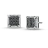 Thumbnail Image 1 of 1/3 CT. T.W. Black and White Diamond Square Frame Stud Earrings in 10K White Gold