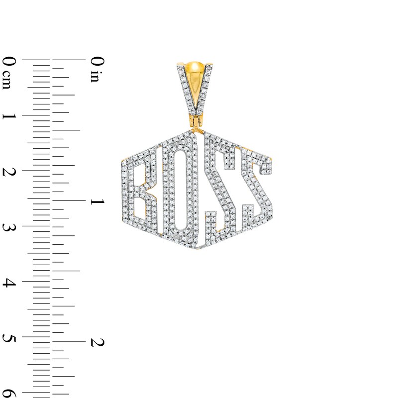 Main Image 2 of Men's 5/8 CT. T.W. Diamond "BOSS" Necklace Charm in 10K Gold