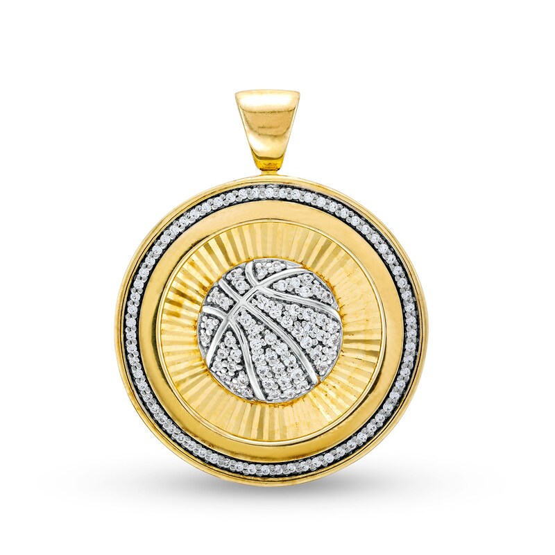 Men's 1/2 CT. T.W. Diamond Basketball Medallion Necklace Charm in 10K