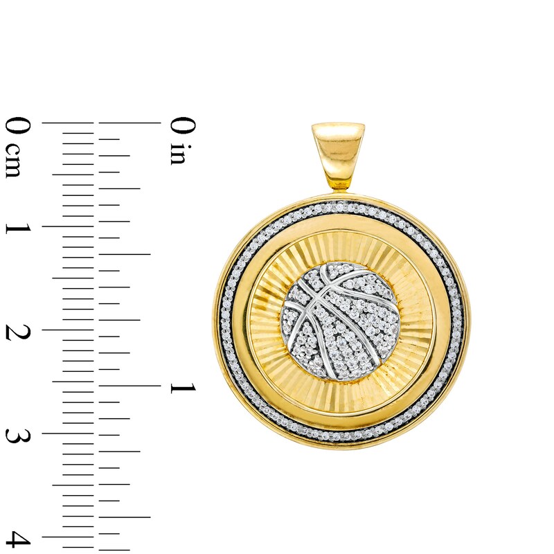 Men's 1/2 CT. T.W. Diamond Basketball Medallion Necklace Charm in 10K