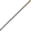 Thumbnail Image 0 of Blue Lab-Created Sapphire Tennis Bracelet in Sterling Silver with 18K Gold Plate - 7.25"