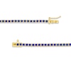 Thumbnail Image 3 of Blue Lab-Created Sapphire Tennis Bracelet in Sterling Silver with 18K Gold Plate - 7.25"