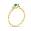 Thumbnail Image 2 of Sideways Oval Emerald and 1/15 CT. T.W. Diamond Beaded Ring in 10K Gold