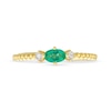 Thumbnail Image 3 of Sideways Oval Emerald and 1/15 CT. T.W. Diamond Beaded Ring in 10K Gold