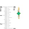 Thumbnail Image 3 of Tilted Princess-Cut Emerald and 1/8 CT. T.W. Diamond J-Hoop Earrings in 10K Gold