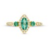 Thumbnail Image 4 of Marquise-Cut Emerald and 1/6 CT. T.W. Diamond Frame Three Stone Ring in 10K Gold