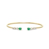 Thumbnail Image 0 of Pear-Shaped Emerald and White Topaz Open Bangle in 10K Gold - 7.25"