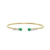 Thumbnail Image 0 of Pear-Shaped Emerald and White Topaz Open Bangle in 10K Gold - 7.25"