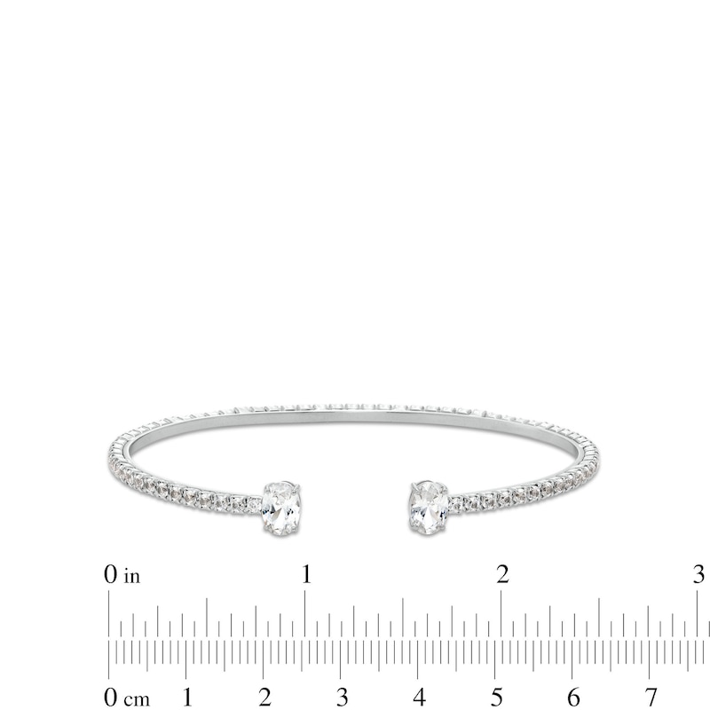 Main Image 3 of Oval White Lab-Created Sapphire Open Bangle in Sterling Silver - 6.75"