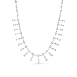 Baguette-Cut White Lab-Created Sapphire Cleopatra-Style Necklace in Sterling Silver - 16.5"
