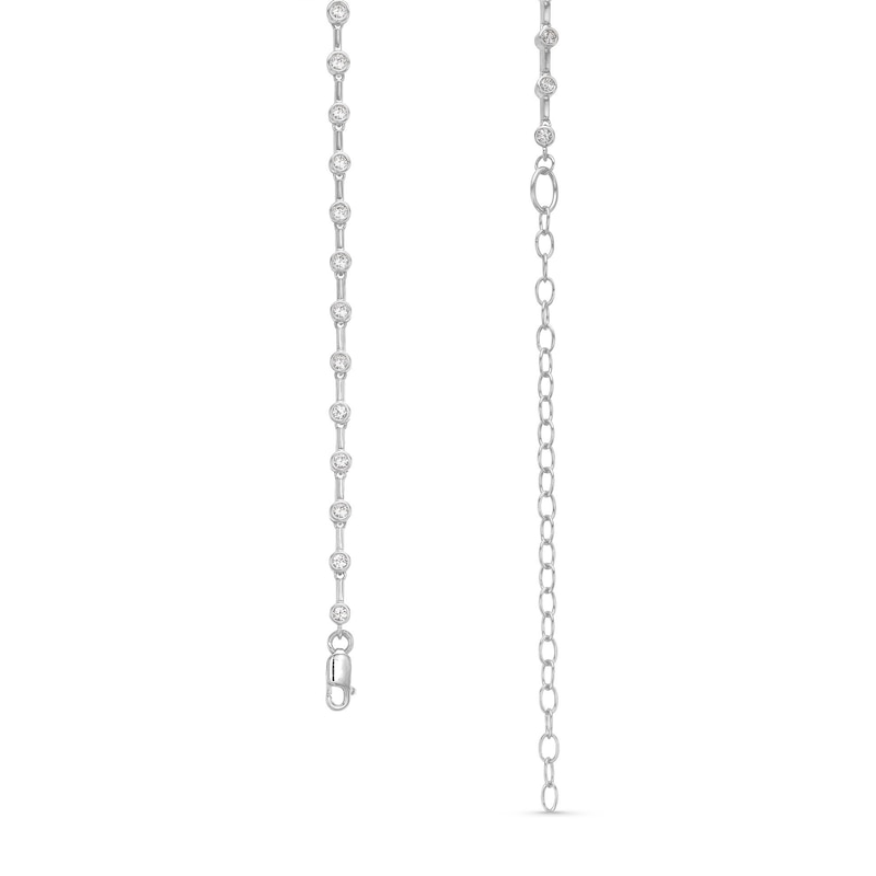 Main Image 3 of Baguette-Cut White Lab-Created Sapphire Cleopatra-Style Necklace in Sterling Silver - 16.5"