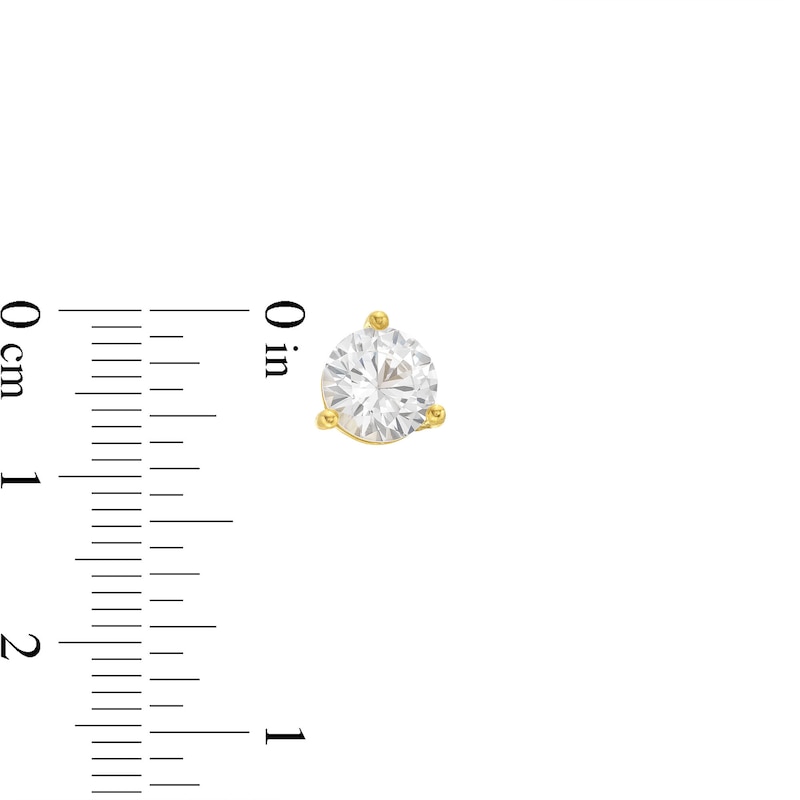 7.0mm White Lab-Created Sapphire Solitaire Stud Earrings in Sterling Silver with 10K Gold Plate
